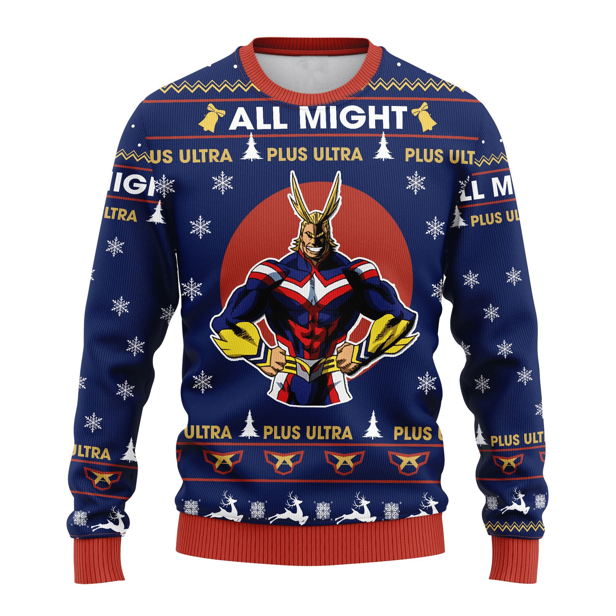 My Hero Academia Anime All Might 3 Ugly Sweater Gifts, My Hero Academia Anime Gift Fan Ugly Sweater