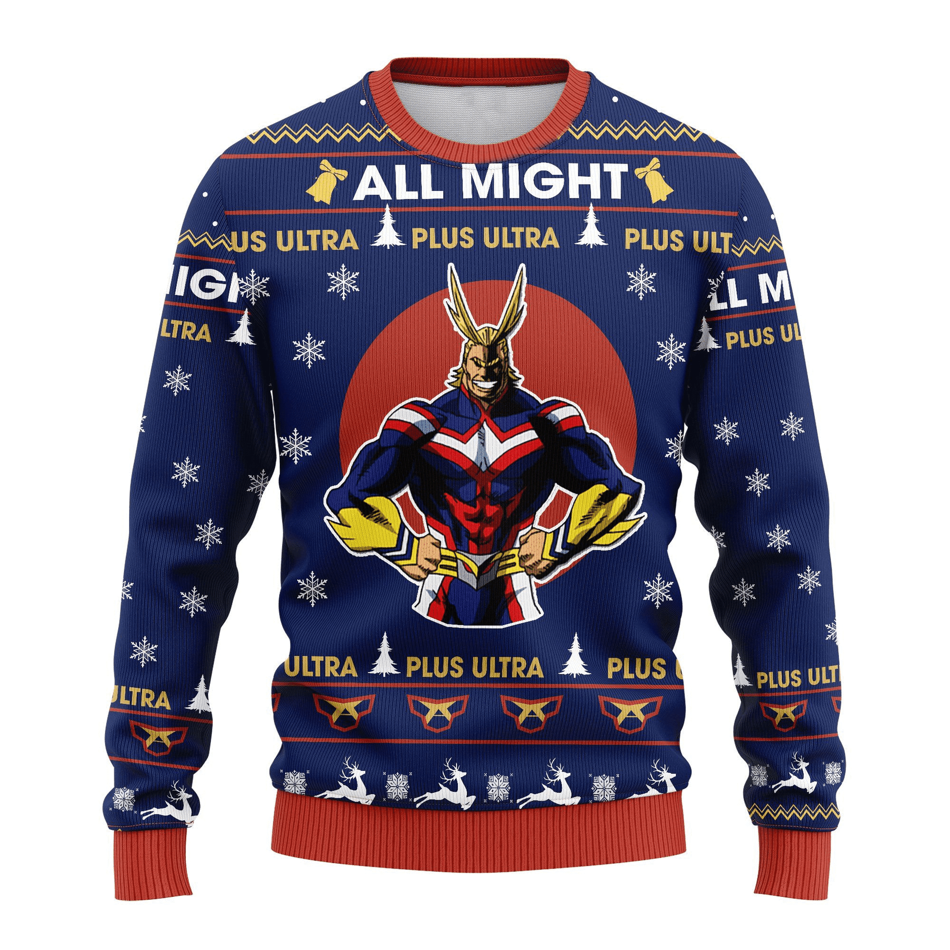 My Hero Academia Anime All Might 3 Ugly Sweater Gifts, My Hero Academia Anime Gift Fan Ugly Sweater