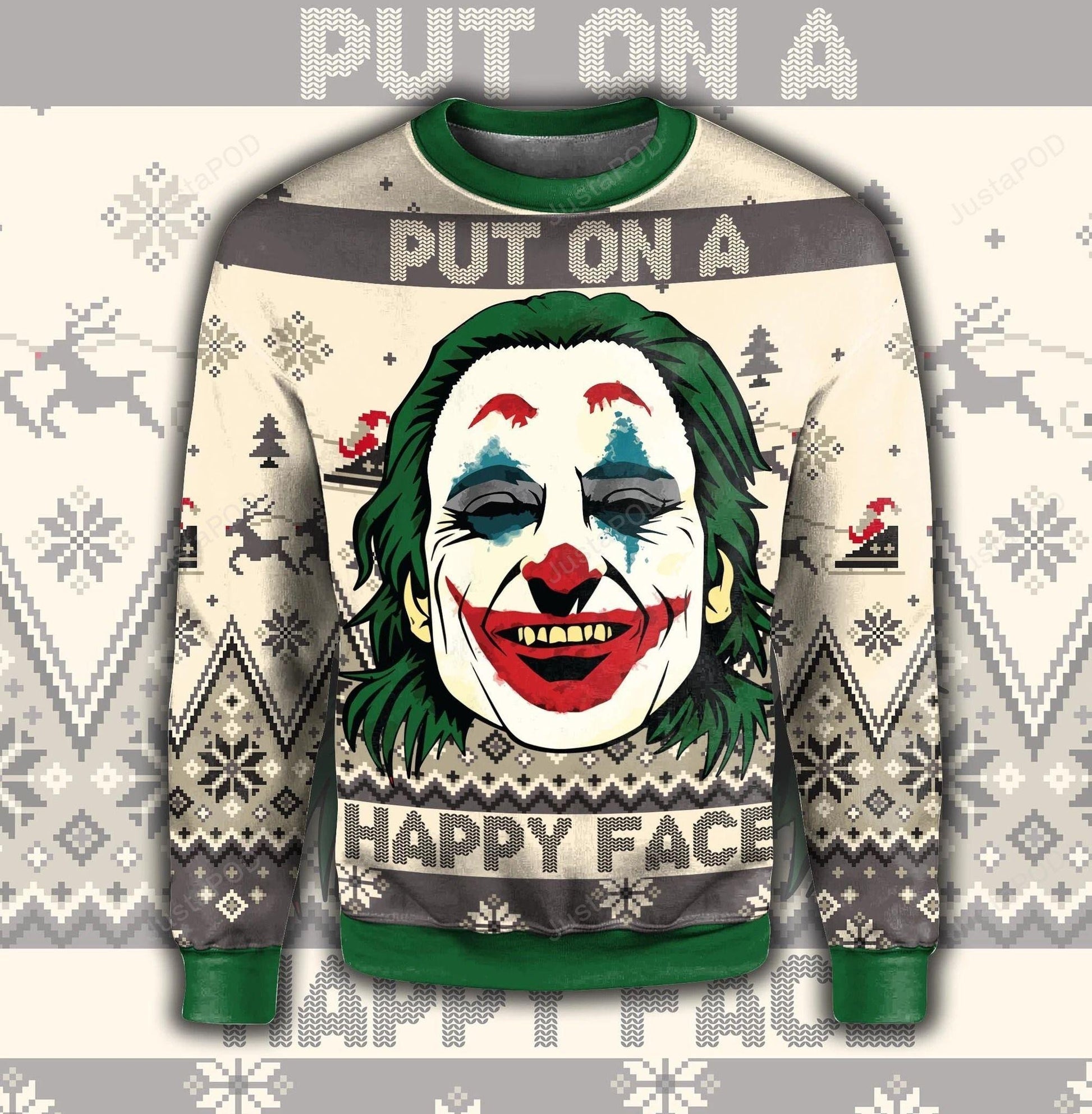 Joker Put On A Happy Face Ugly Sweater, Joker Put On A Happy Face Christmas Sweater, Joker Christmas Gift, Joker Shirt