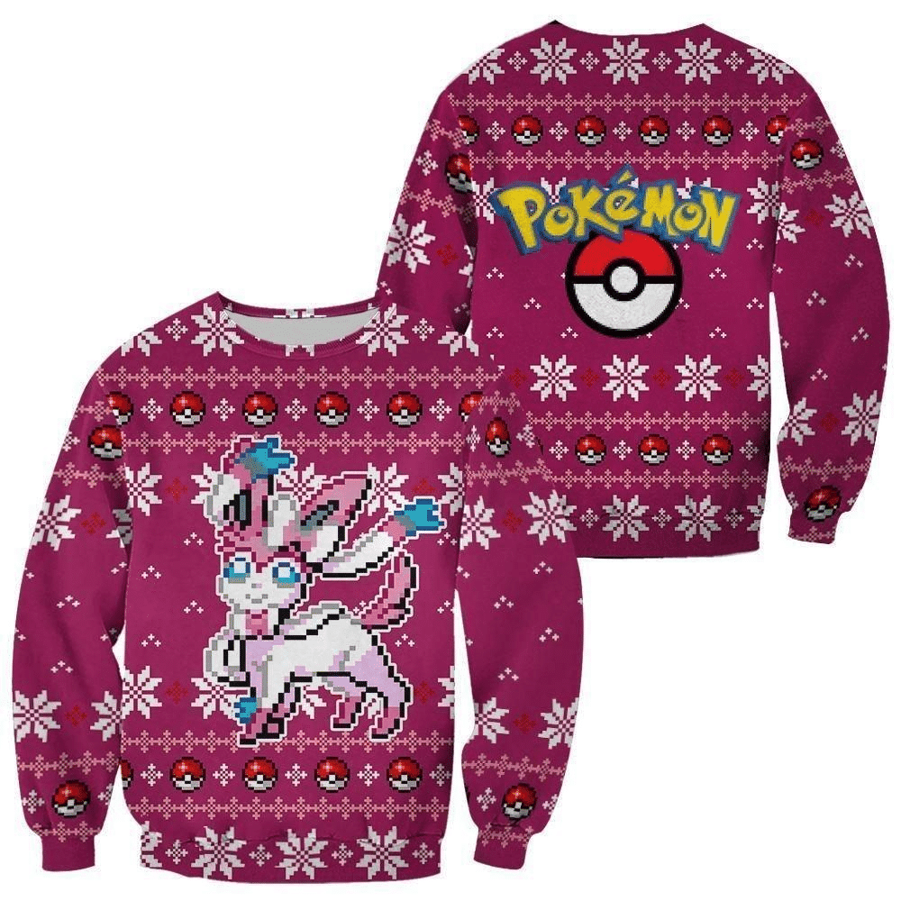 Pokemon Anime Sylveon 46 Ugly Sweater, Pokemon Anime Gift Fan Ugly Sweater