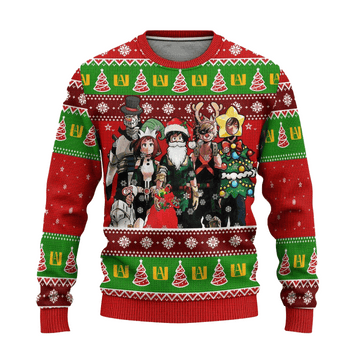 My Hero Academia Anime Christmas 27 Ugly Sweater Gifts, My Hero Academia Anime Gift Fan Ugly Sweater
