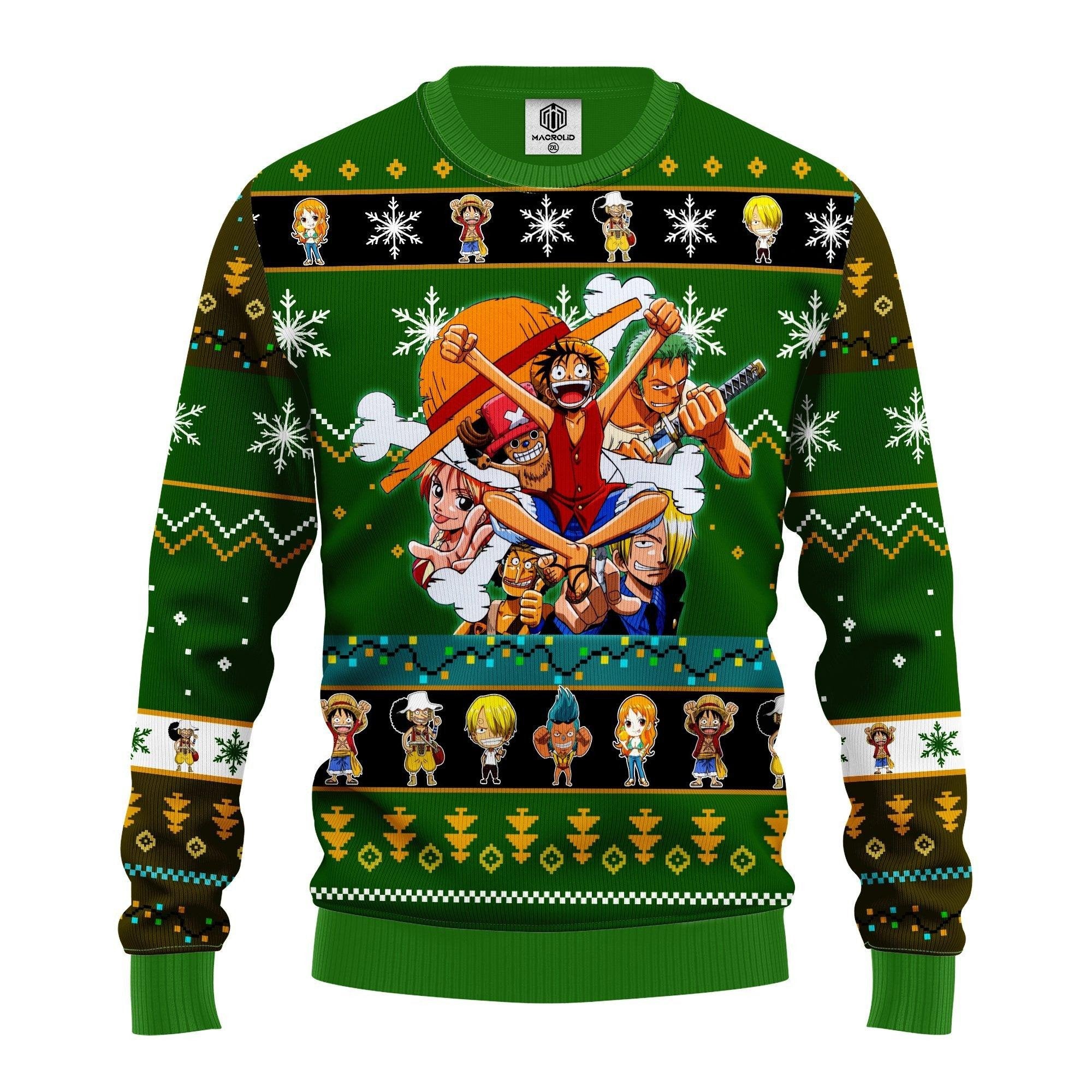 One Piece Anime Gifts, Straw Hat Team Ugly Christmas Sweater