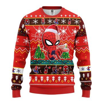 Spider Man Marvel Comics Gifts, Spiderman Chibi Ugly Christmas Sweater