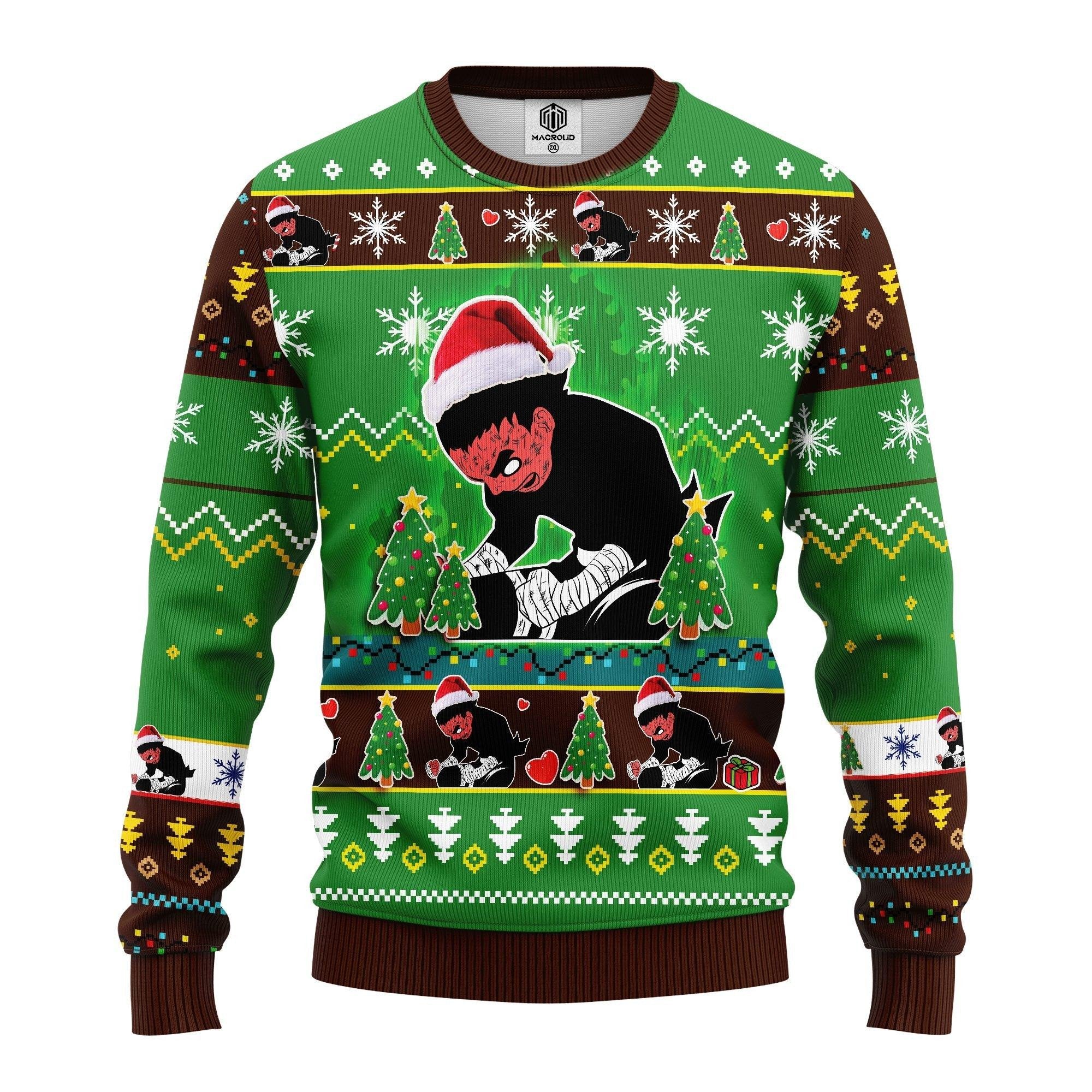 Naruto Anime Gifts, Santa Rock Lee Xmas Ugly Christmas Sweater