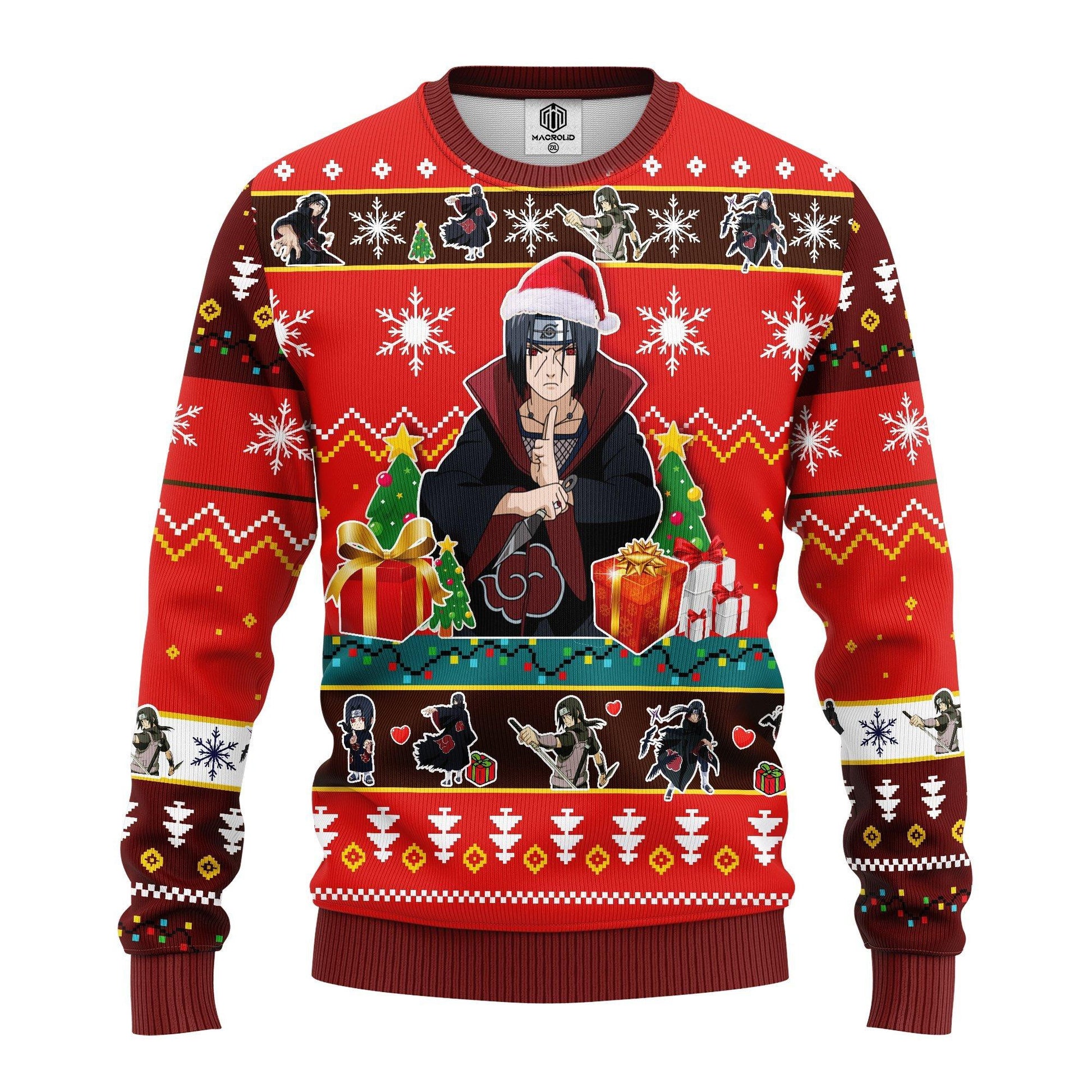 Naruto Anime Xmas Gifts, Santa Uchiha Itachi Ugly Christmas Sweater 251