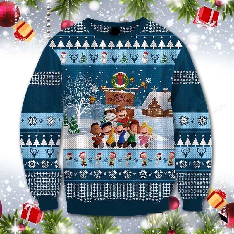 Snoopy Merry Christmas Ugly Sweater, Snoopy And Friends Christmas Sweater, Snoopy Peanuts Gift, Snoopy Peanuts Shirt