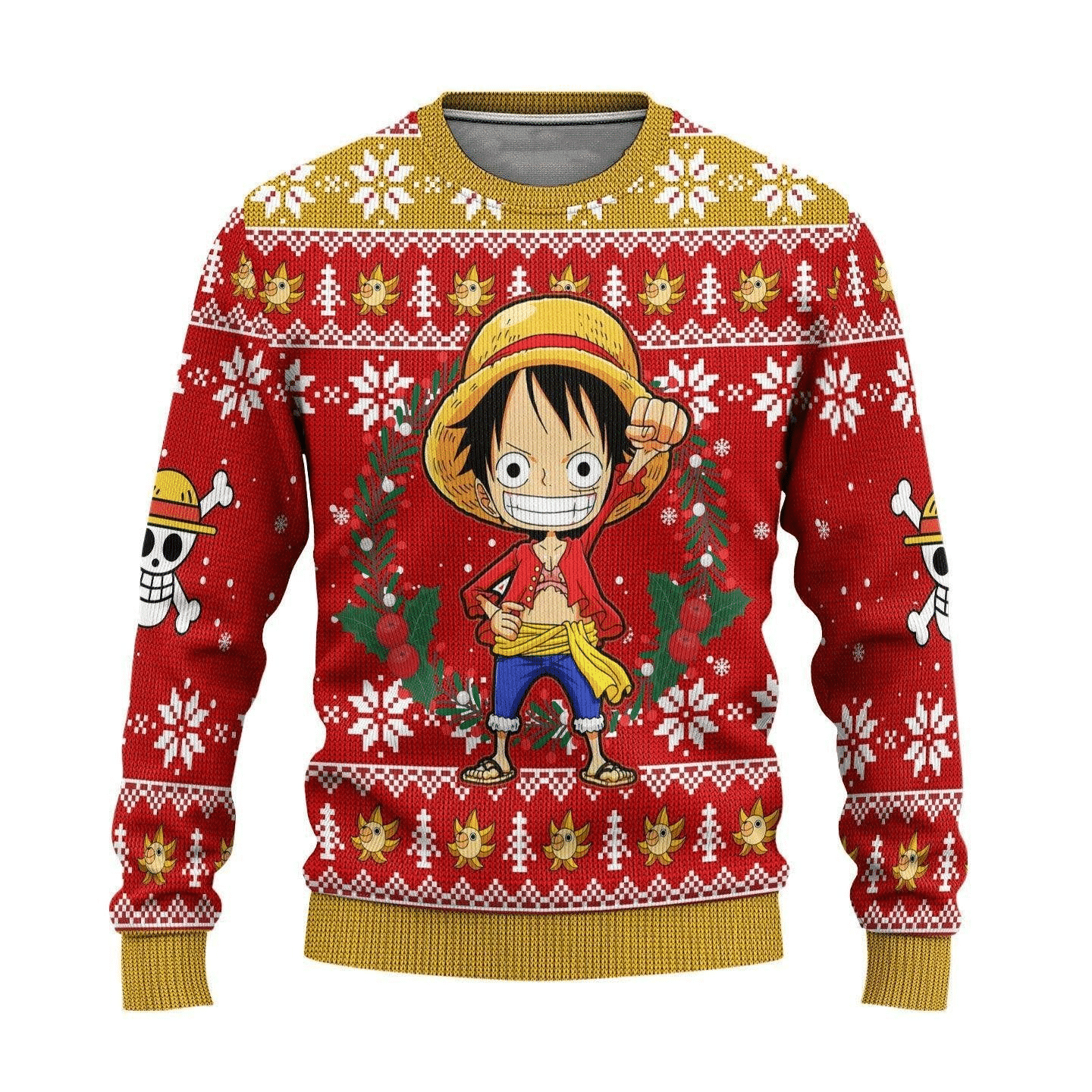One Piece Anime Monkey D. Luffy 34 Ugly Sweater Gifts, One Piece Anime Gift Fan Ugly Sweater