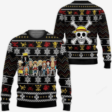 One Piece Anime Straw Hat Pirates 11 Ugly Sweater Gifts, One Piece Anime Gift Fan Ugly Sweater