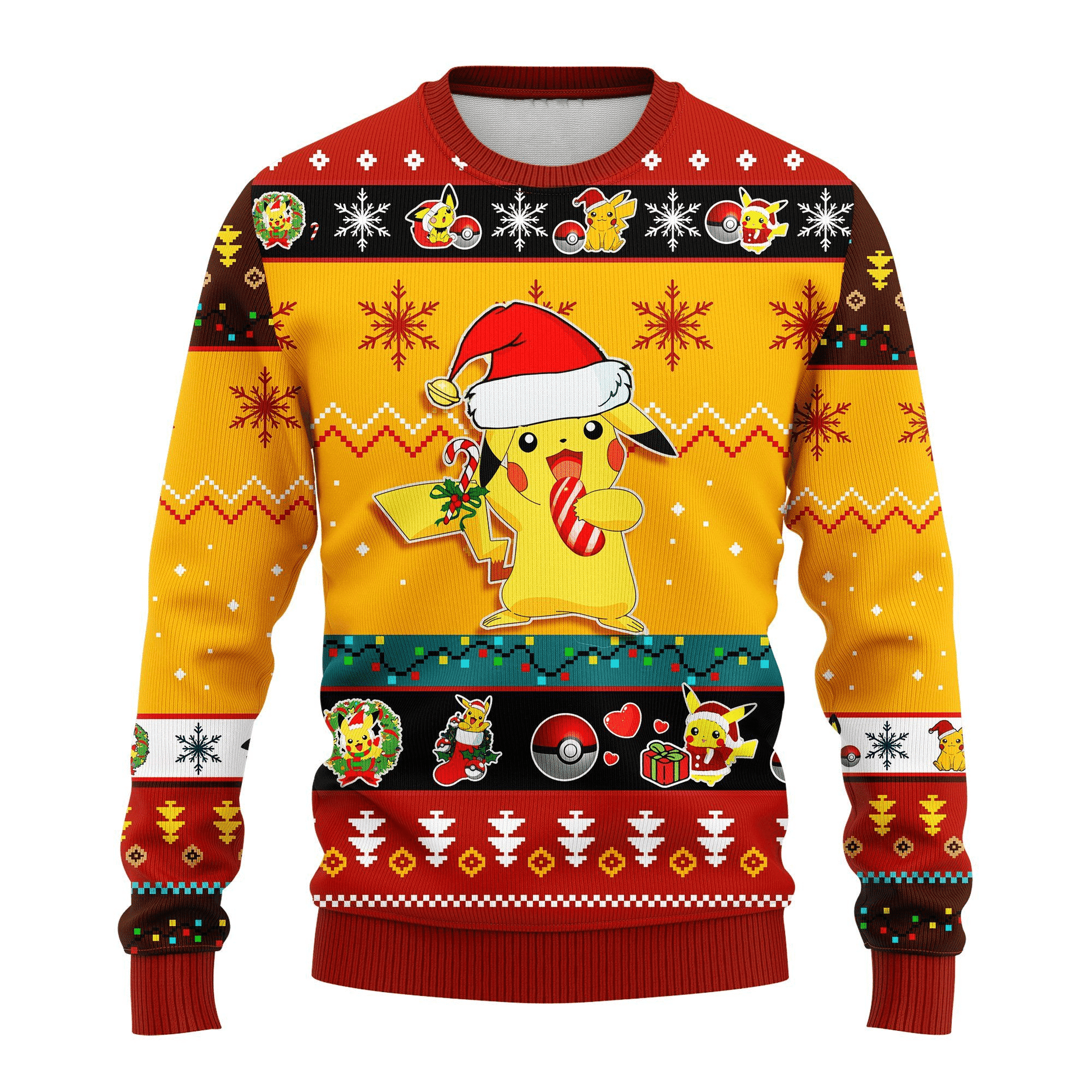 Pokemon Anime Pikachu 4 Ugly Sweater Gifts, Pokemon Anime Gift Fan Ugly Sweater