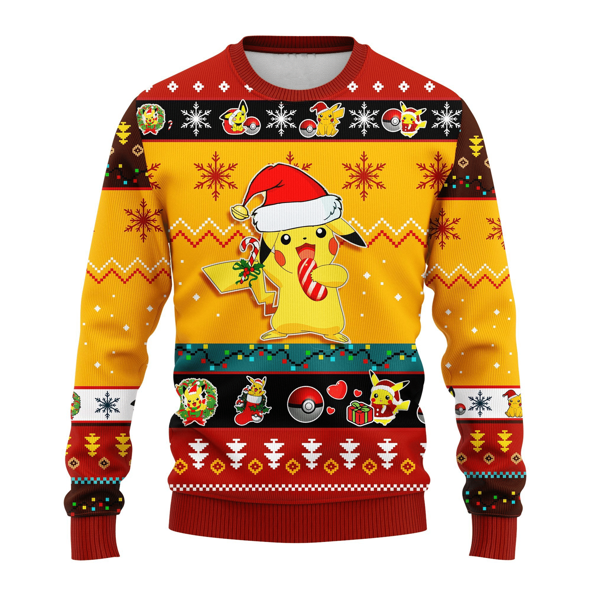 Pokemon Anime Pikachu 4 Ugly Sweater Gifts, Pokemon Anime Gift Fan Ugly Sweater