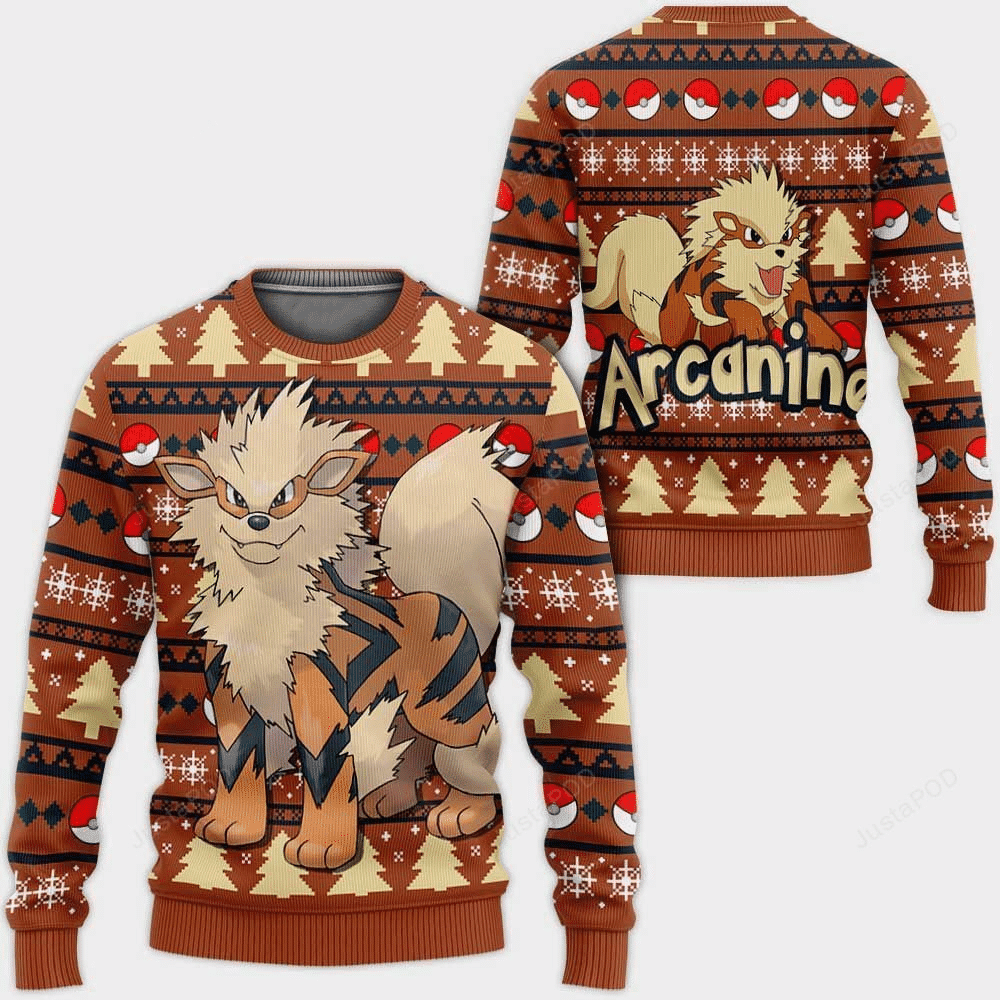Pokemon Anime Arcanine 25 Ugly Sweater Gifts, Pokemon Anime Gift Fan Ugly Sweater