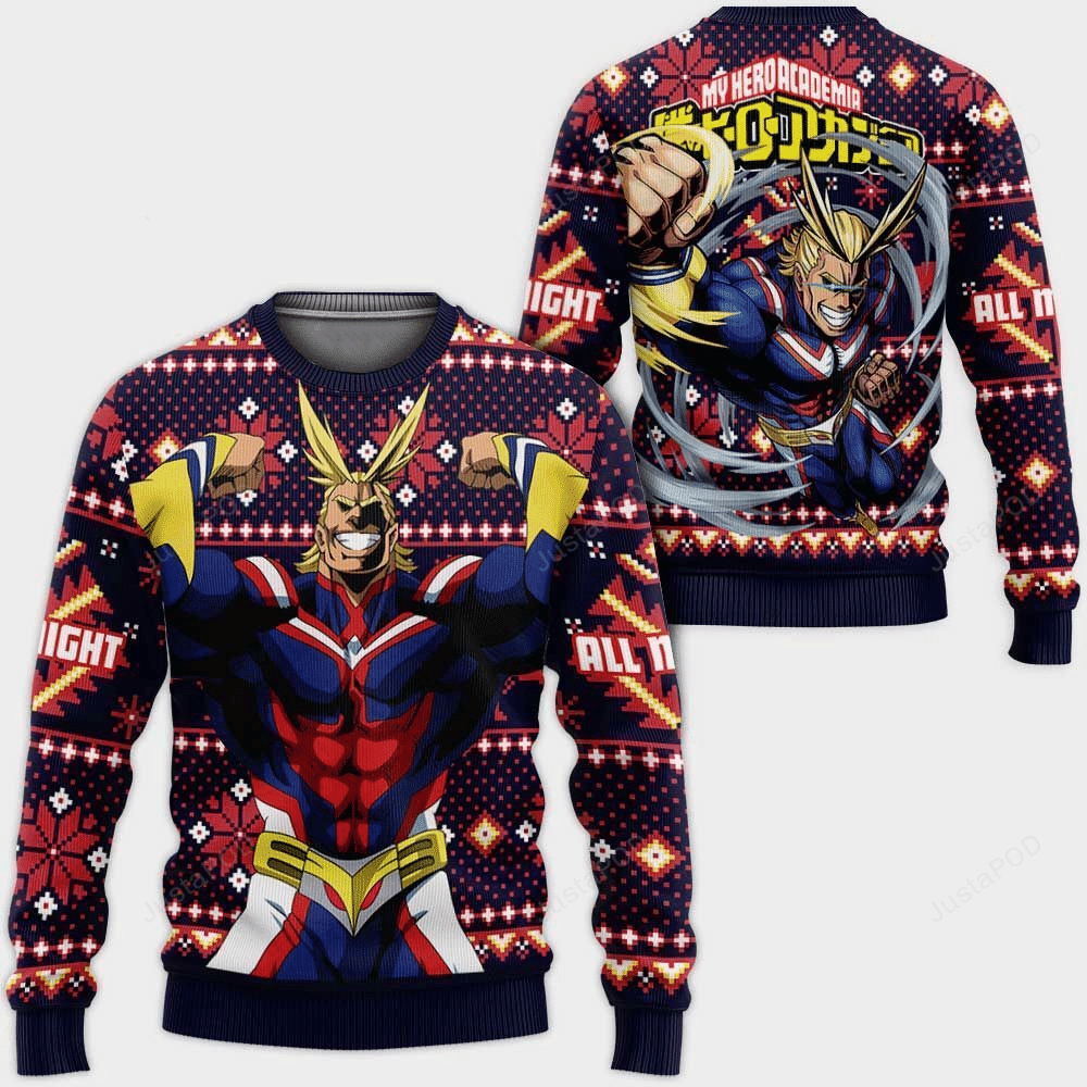 My Hero Academia Anime All Might 2 Ugly Sweater Gifts, My Hero Academia Anime Gift Fan Ugly Sweater