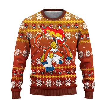 Pokemon Anime Infernape 51 Ugly Sweater Gifts, Pokemon Anime Gift Fan Ugly Sweater