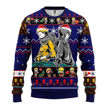 Naruto Anime Merry Xmas Gift, Santa Naruto And Sasuke Ugly Christmas Sweater 278