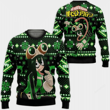My Hero Academia Anime Tsuyu Asui 7 Ugly Sweater Gifts, My Hero Academia Anime Gift Fan Ugly Sweater