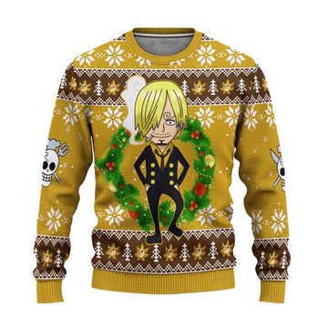 One Piece Anime Sanji 55 Ugly Sweater Gifts, One Piece Anime Gift Fan Ugly Sweater