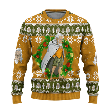 One Piece Anime Silvers Rayleigh 54 Ugly Sweater Gifts, One Piece Anime Gift Fan Ugly Sweater