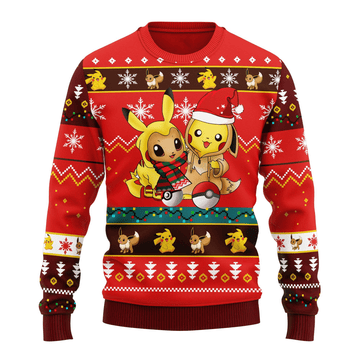 Pokemon Anime Pikachu 34 Ugly Sweater Gifts, Pokemon Anime Gift Fan Ugly Sweater
