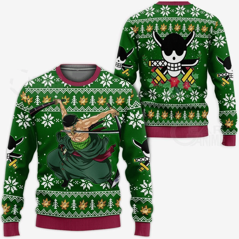 One Piece Anime Roronoa Zoro 8 Ugly Sweater, One Piece Anime Gift Fan Ugly Sweater