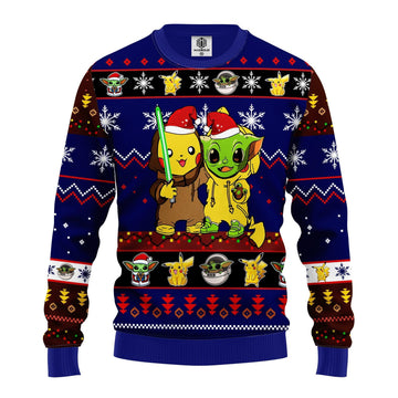Santa Pikachu And Baby Yoda Ugly Christmas Sweater 65
