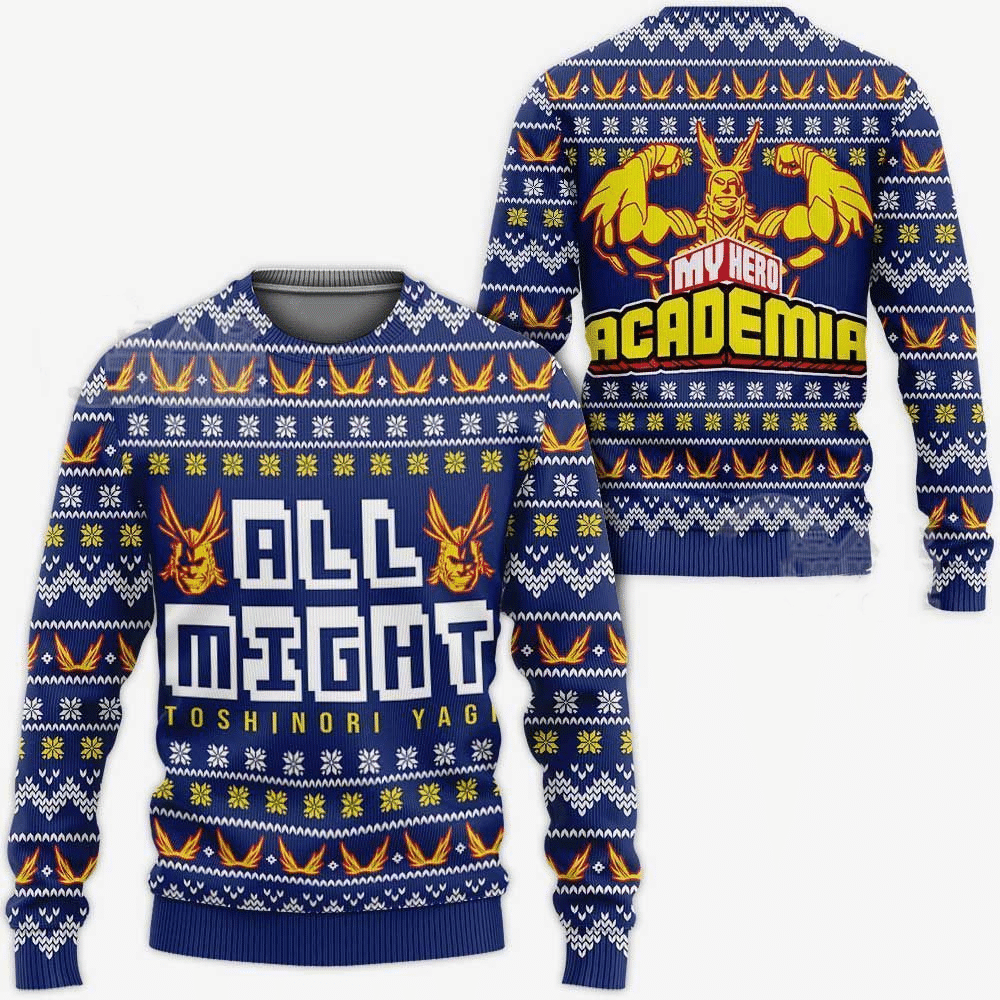 My Hero Academia Anime All Might 22 Ugly Sweater Gifts, My Hero Academia Anime Gift Fan Ugly Sweater