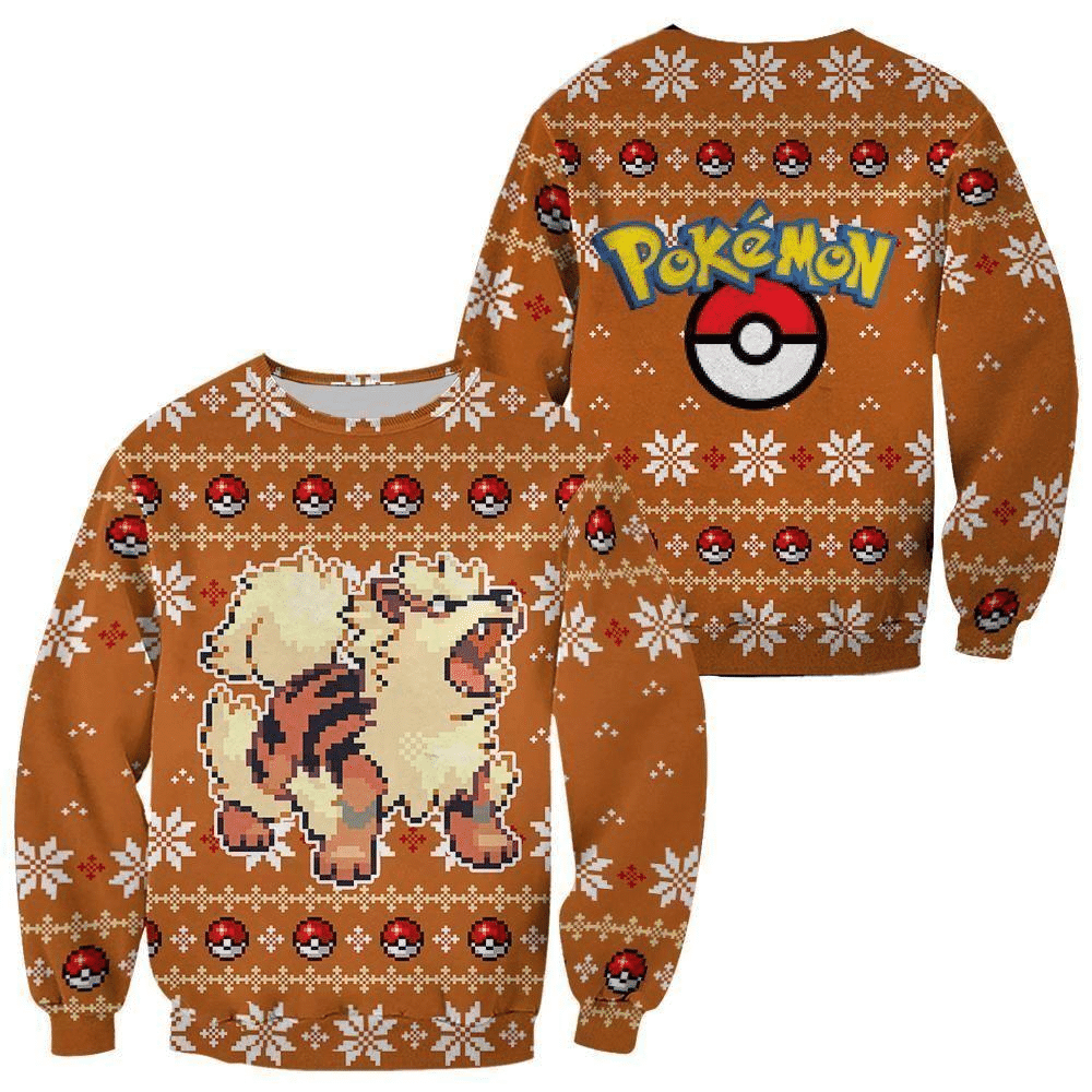 Pokemon Anime Arcanine 38 Ugly Sweater, Pokemon Anime Gift Fan Ugly Sweater