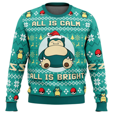 Pokemon Anime All Is Calm All Bright Snorlax 6 Ugly Sweater, Pokemon Anime Gift Fan Ugly Sweater