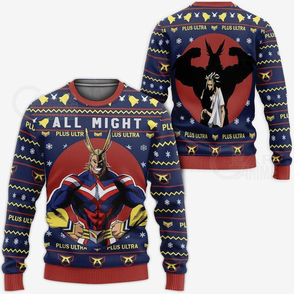 My Hero Academia Anime All Might 33 Ugly Sweater Gifts, My Hero Academia Anime Gift Fan Ugly Sweater