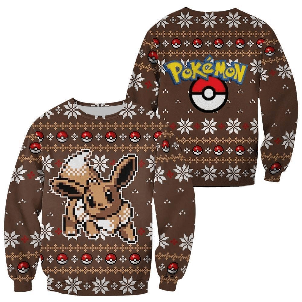 Pokemon Anime Eevee 39 Ugly Sweater, Pokemon Anime Gift Fan Ugly Sweater