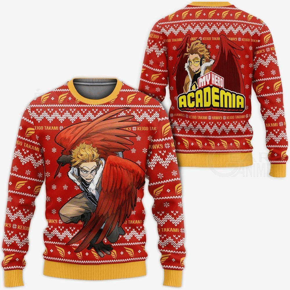 My Hero Academia Anime Keigo Takami Hawks 29 Ugly Sweater Gifts, My Hero Academia Anime Gift Fan Ugly Sweater