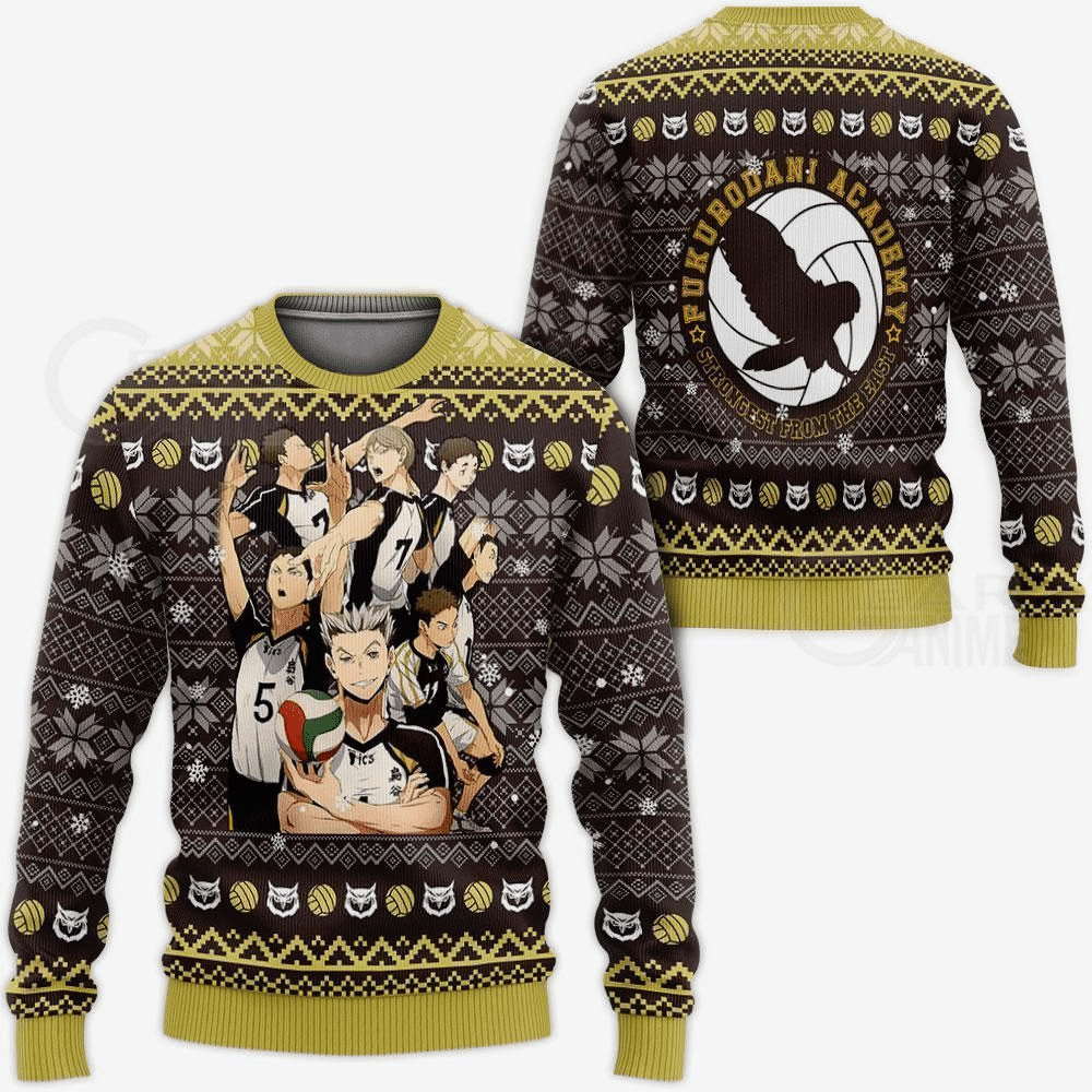 Haikyuu Anime Fukurodani Academy 5 Ugly Sweater Gifts, Haikyuu Anime Gift Fan Ugly Sweater