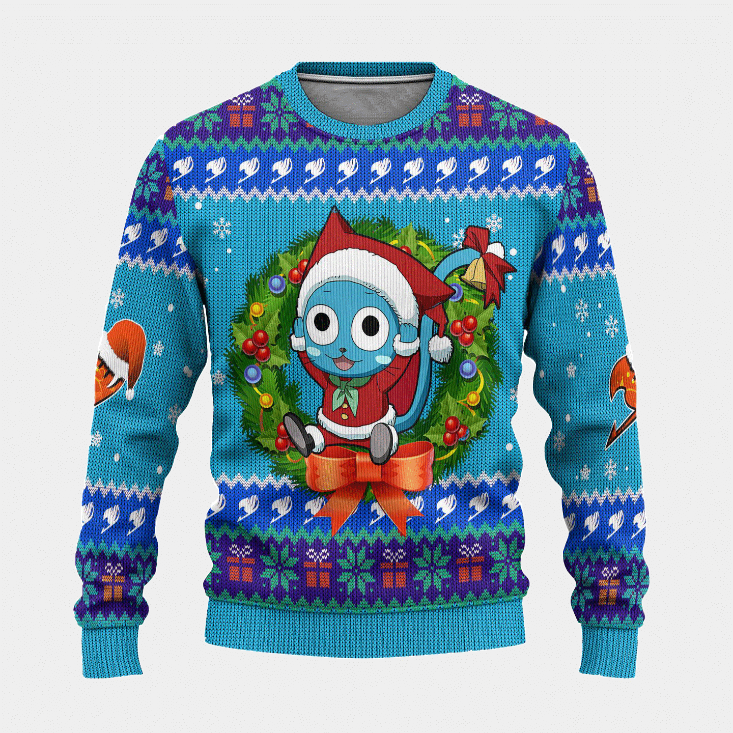 Fairy Tail Anime Happy 18 Ugly Sweater Gifts, Fairy Tail Anime Gift Fan Ugly Sweater