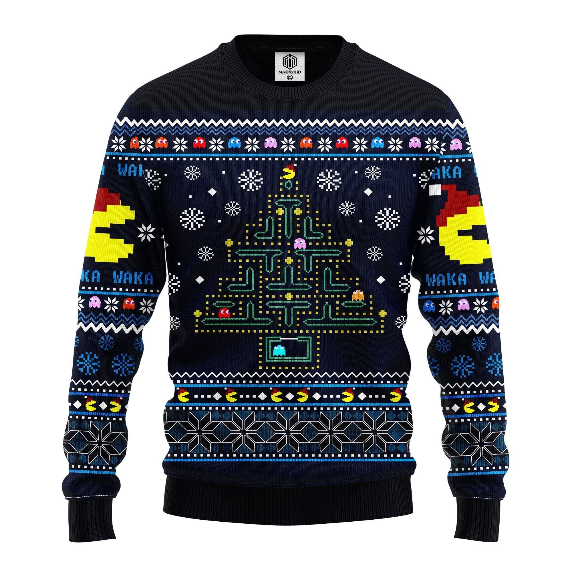 Pacman Christmas Tree Ugly Christmas Sweater