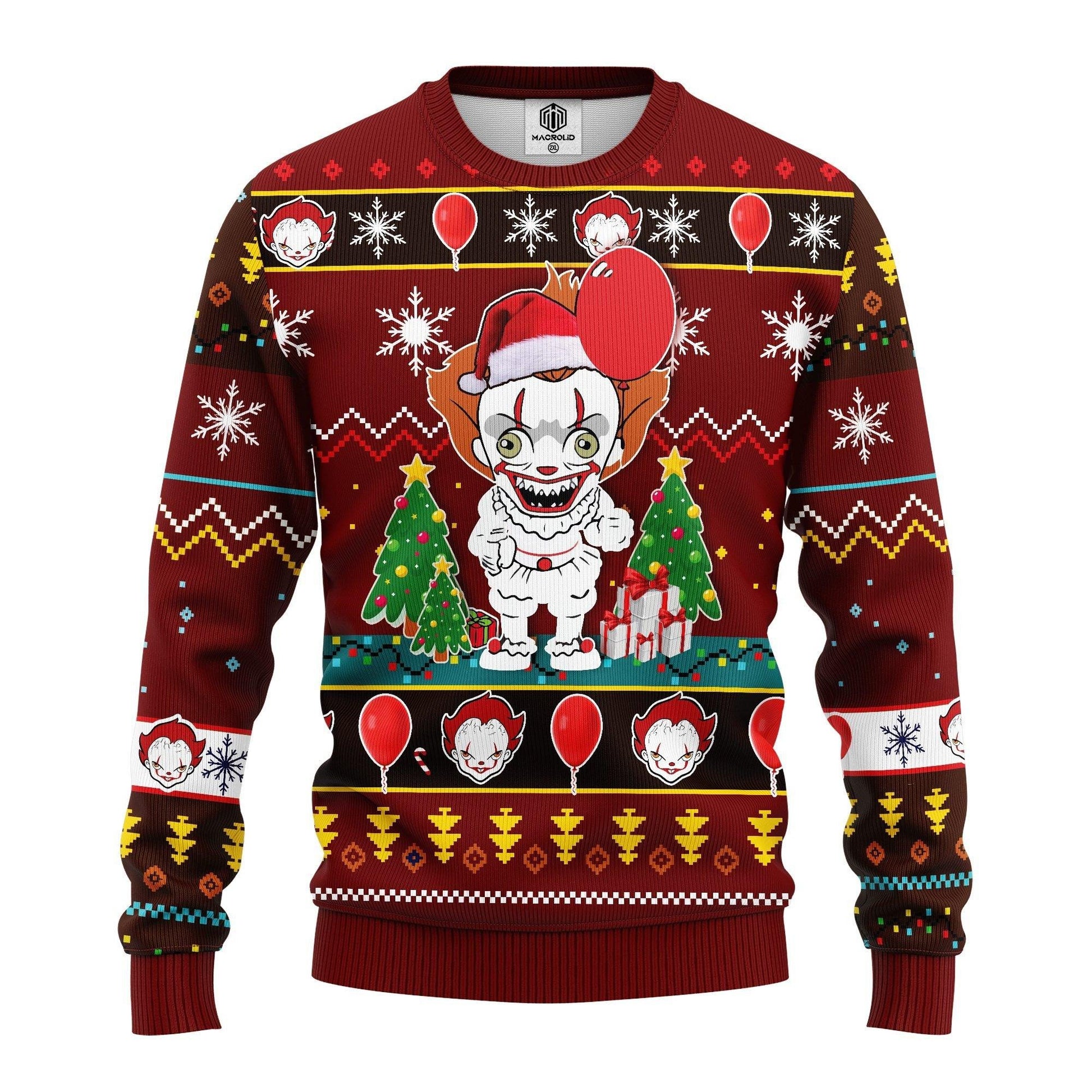 Funny Pennywise It Horror Movie Xmas Ugly Christmas Sweater 250