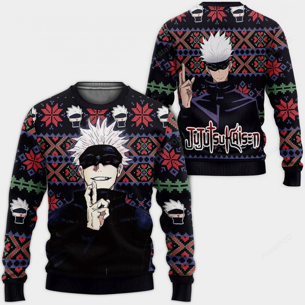 Jujutsu Kaisen Anime Satoru Gojo 7 Ugly Sweater Gifts, Jujutsu Kaisen Anime Gift Fan Ugly Sweater