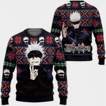 Jujutsu Kaisen Anime Satoru Gojo 7 Ugly Sweater Gifts, Jujutsu Kaisen Anime Gift Fan Ugly Sweater