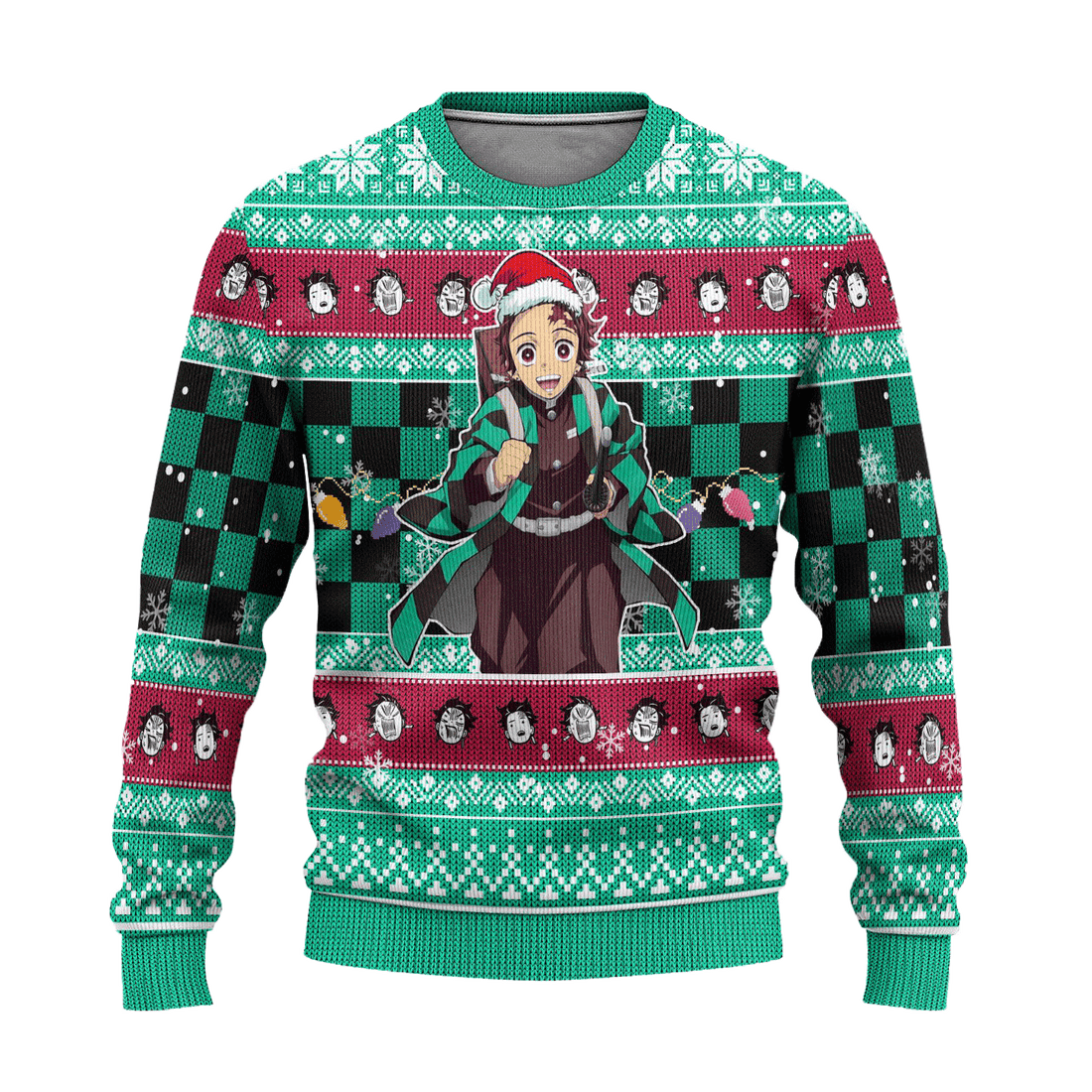Demon Slayer Kimetsu No Yaiba Anime Kamado Tanjiro 22 Ugly Sweater Gifts, Demon Slayer Anime Gift Fan Ugly Sweater
