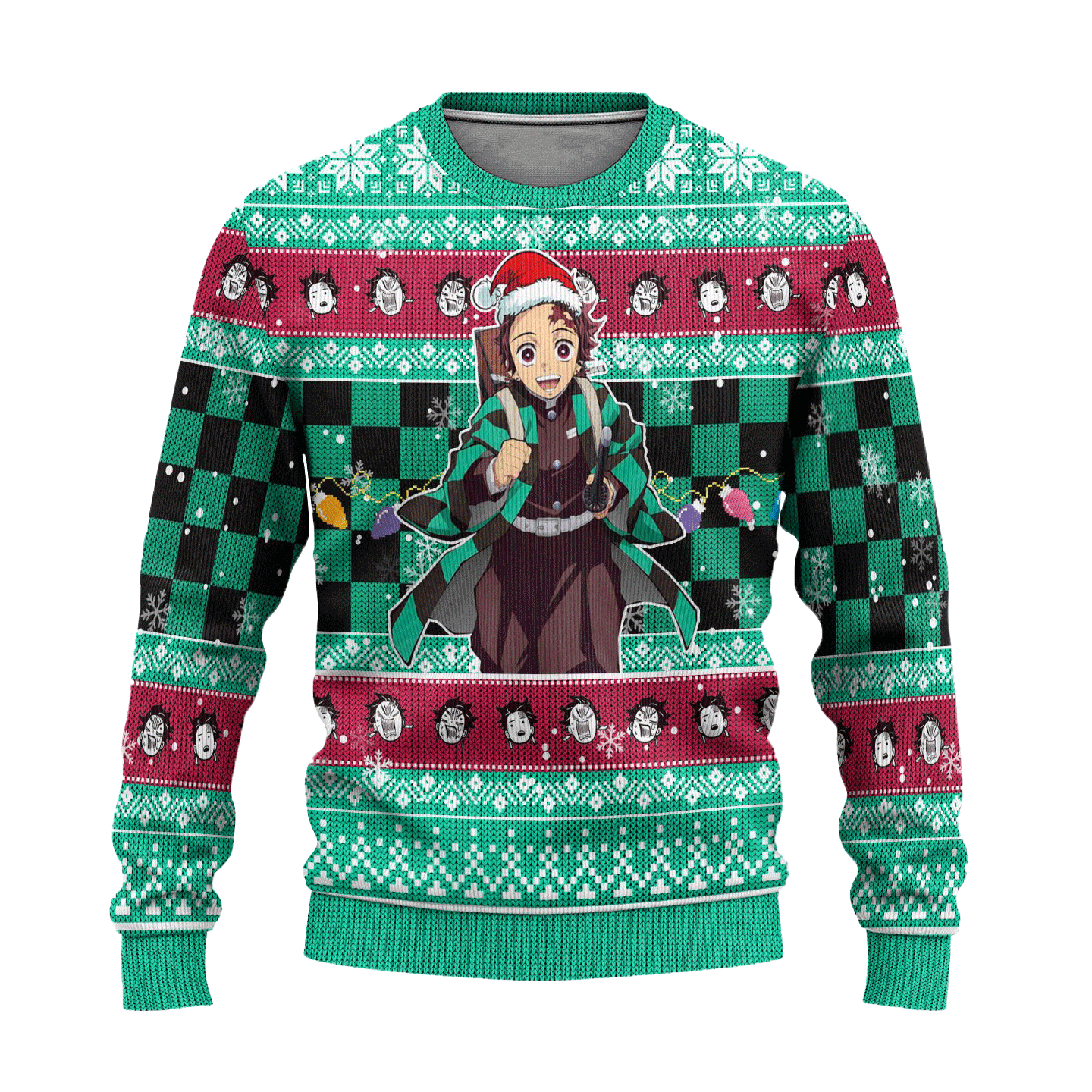 Demon Slayer Kimetsu No Yaiba Anime Kamado Tanjiro 22 Ugly Sweater Gifts, Demon Slayer Anime Gift Fan Ugly Sweater