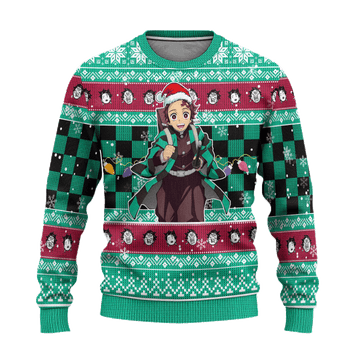 Demon Slayer Kimetsu No Yaiba Anime Kamado Tanjiro 22 Ugly Sweater Gifts, Demon Slayer Anime Gift Fan Ugly Sweater
