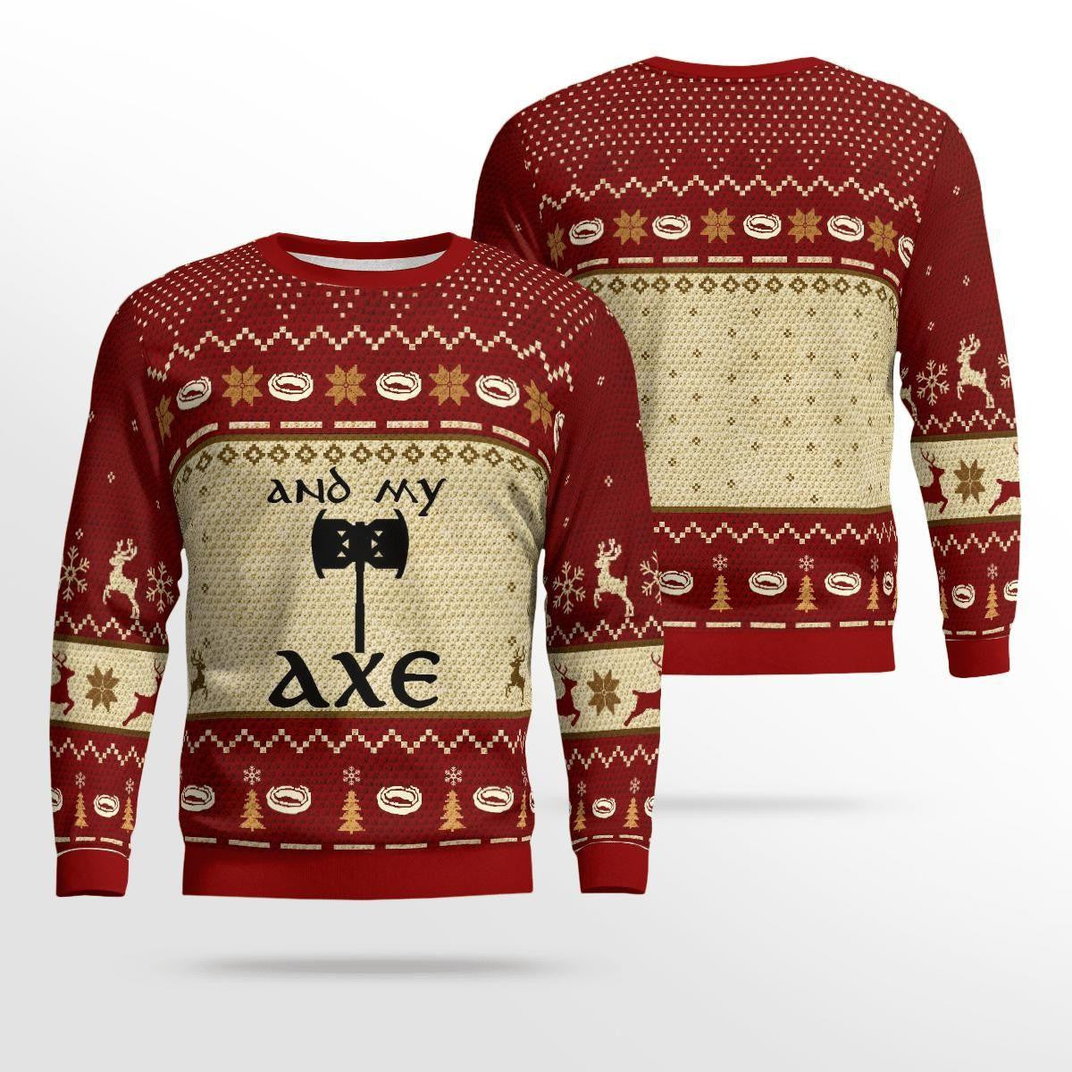 Lord Of The Rings And My Axe Lotr Ugly Sweater, Christmas Gift , Lord Of The Rings And My Axe Lotr Ugly Christmas Sweater