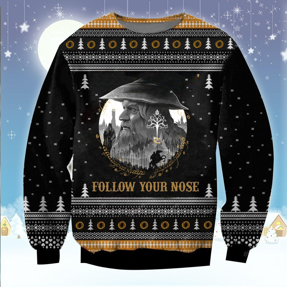 Lotr Follow Your Nose Ugly Sweater, Christmas Gift, Lotr Follow Your Nose Ugly Christmas Sweater