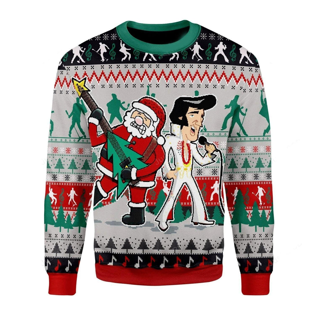 Elvis Presley With Santa Claus Team Up Ugly Sweater, Elvis Presley With Santa Claus Christmas Sweater, Elvis Presley With Santa Claus Shirt