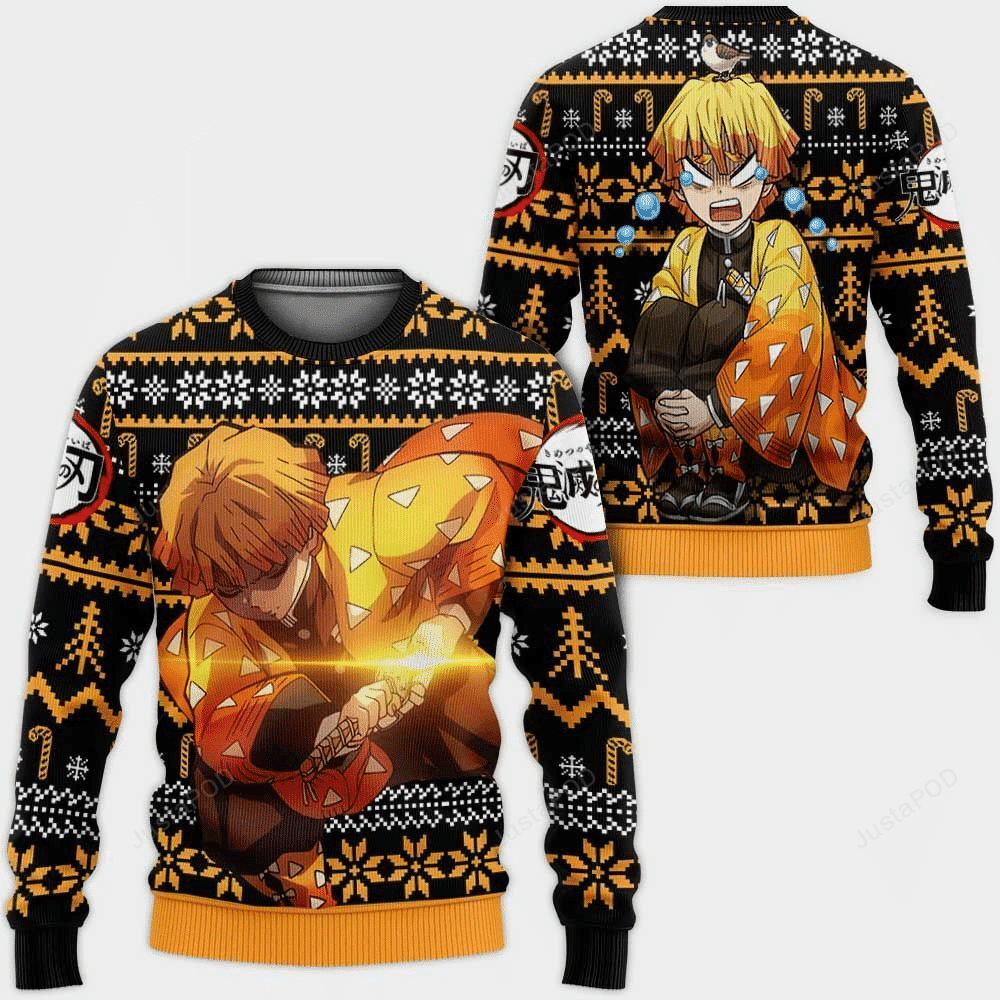 Demon Slayer Kimetsu No Yaiba Anime Agatsuma Zenitsu 23 Ugly Sweater, Demon Slayer Anime Gift Fan Ugly Sweater