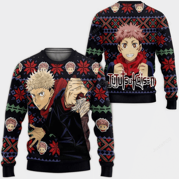 Jujutsu Kaisen Anime Yuji Itadori 9 Ugly Sweater Gifts, Jujutsu Kaisen Anime Gift Fan Ugly Sweater