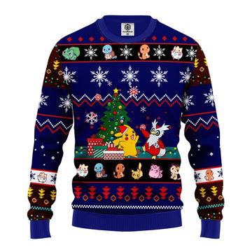 Cute Pokemon And Xmas Tree Ugly Christmas Sweater 209