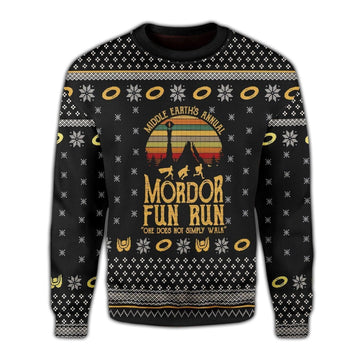 Lord Middle Earth's Annual Mordor Fun Run Ugly Sweater, Christmas Gift, Lord Middle Earth's Annual Mordor Fun Run Ugly Christmas Sweater