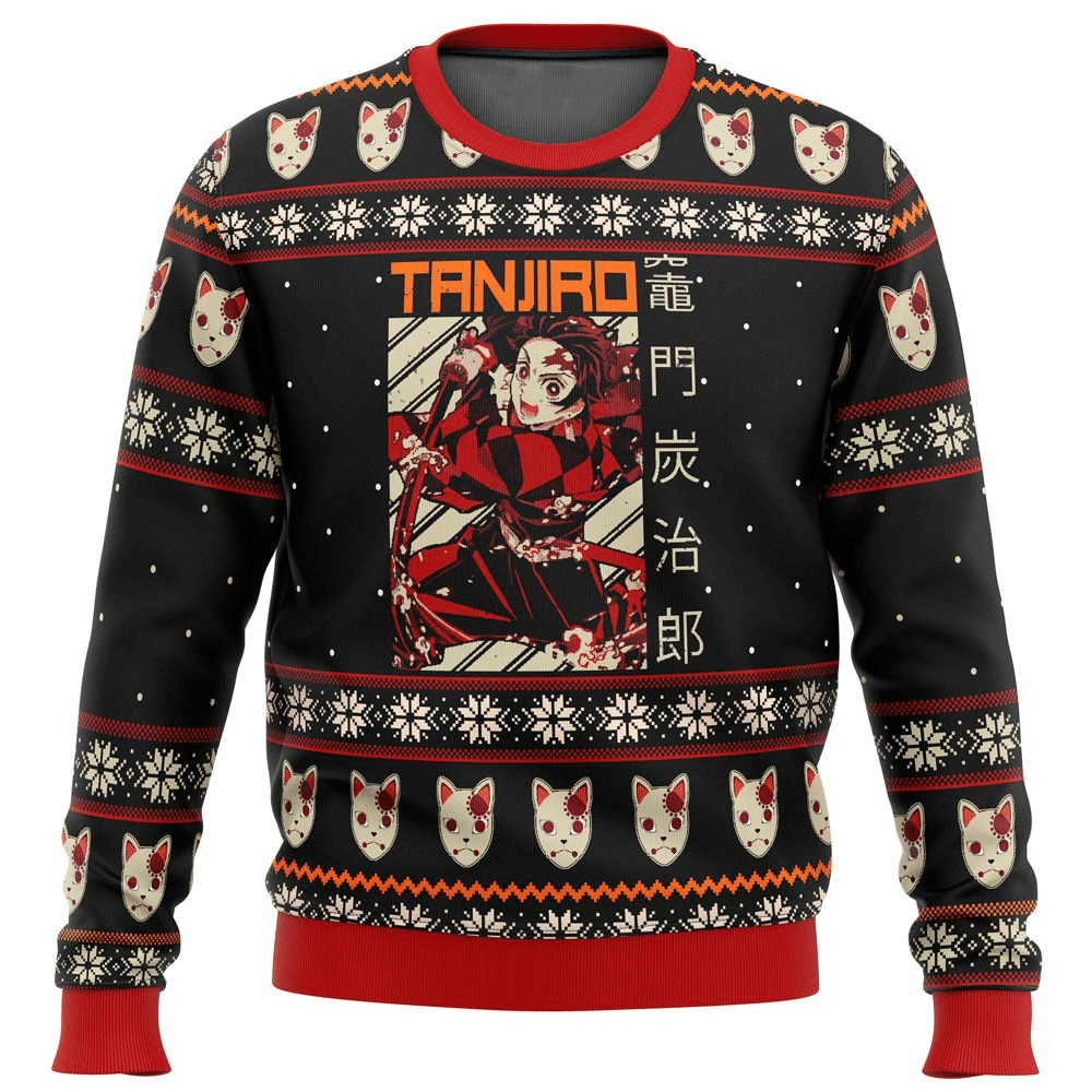 Demon Slayer Kimetsu No Yaiba Anime Kamado Tanjiro 18 Ugly Sweater Gifts, Demon Slayer Anime Gift Fan Ugly Sweater