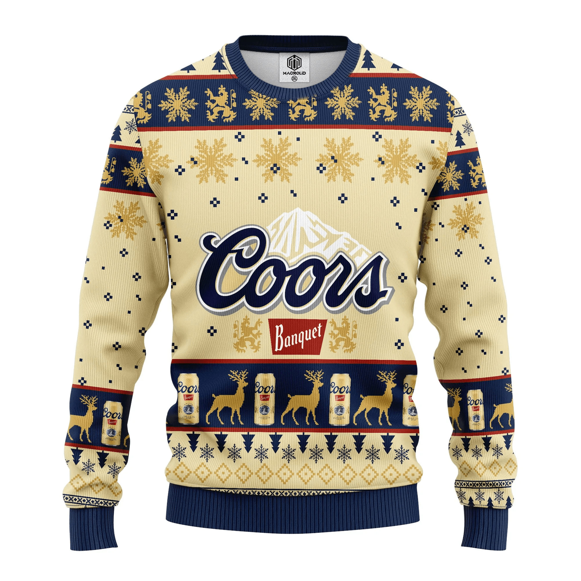 Deer Coors Banquet Beer Ugly Christmas Sweater 320