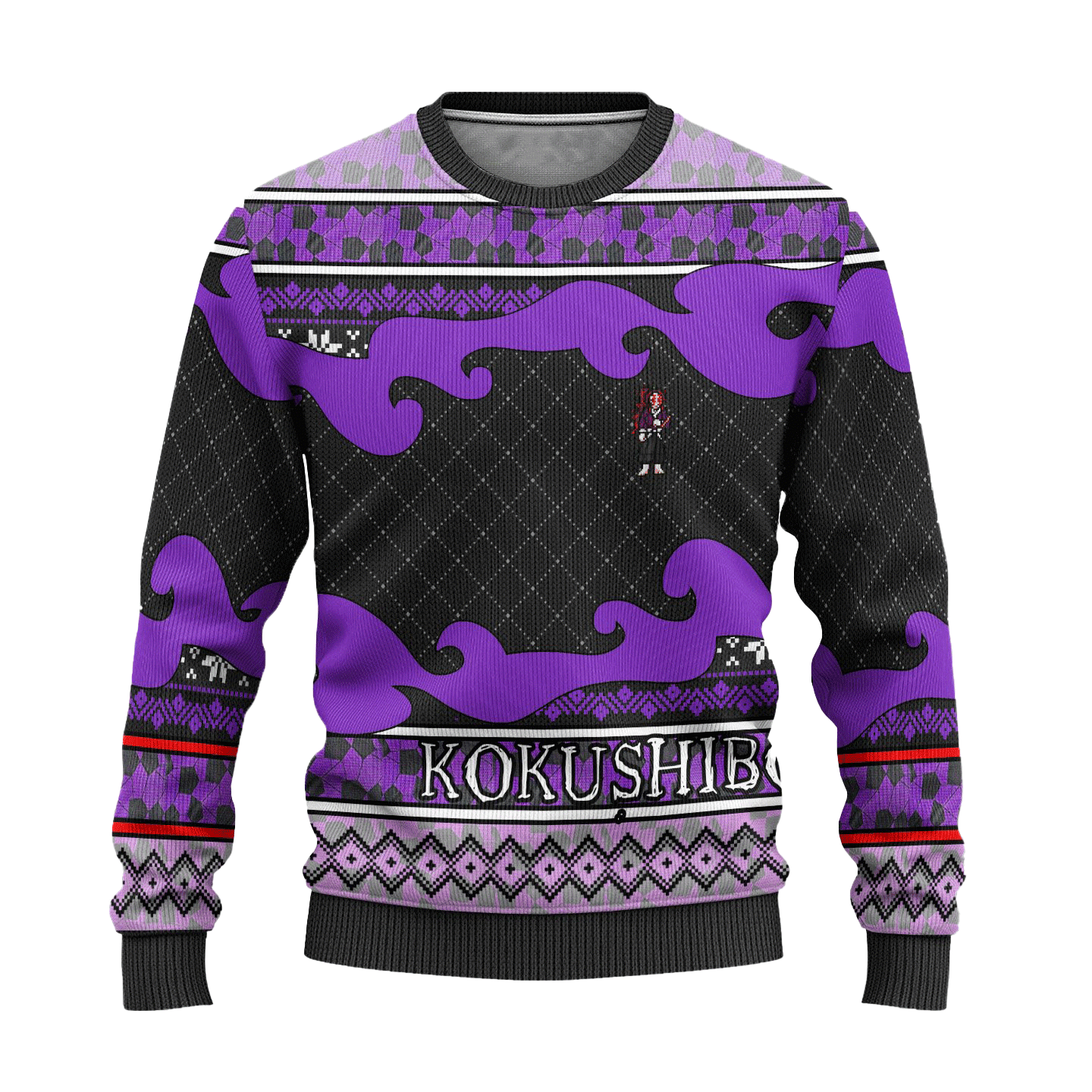 Demon Slayer Kimetsu No Yaiba Anime Kokushibo 52 Ugly Sweater Gifts, Demon Slayer Anime Gift Fan Ugly Sweater