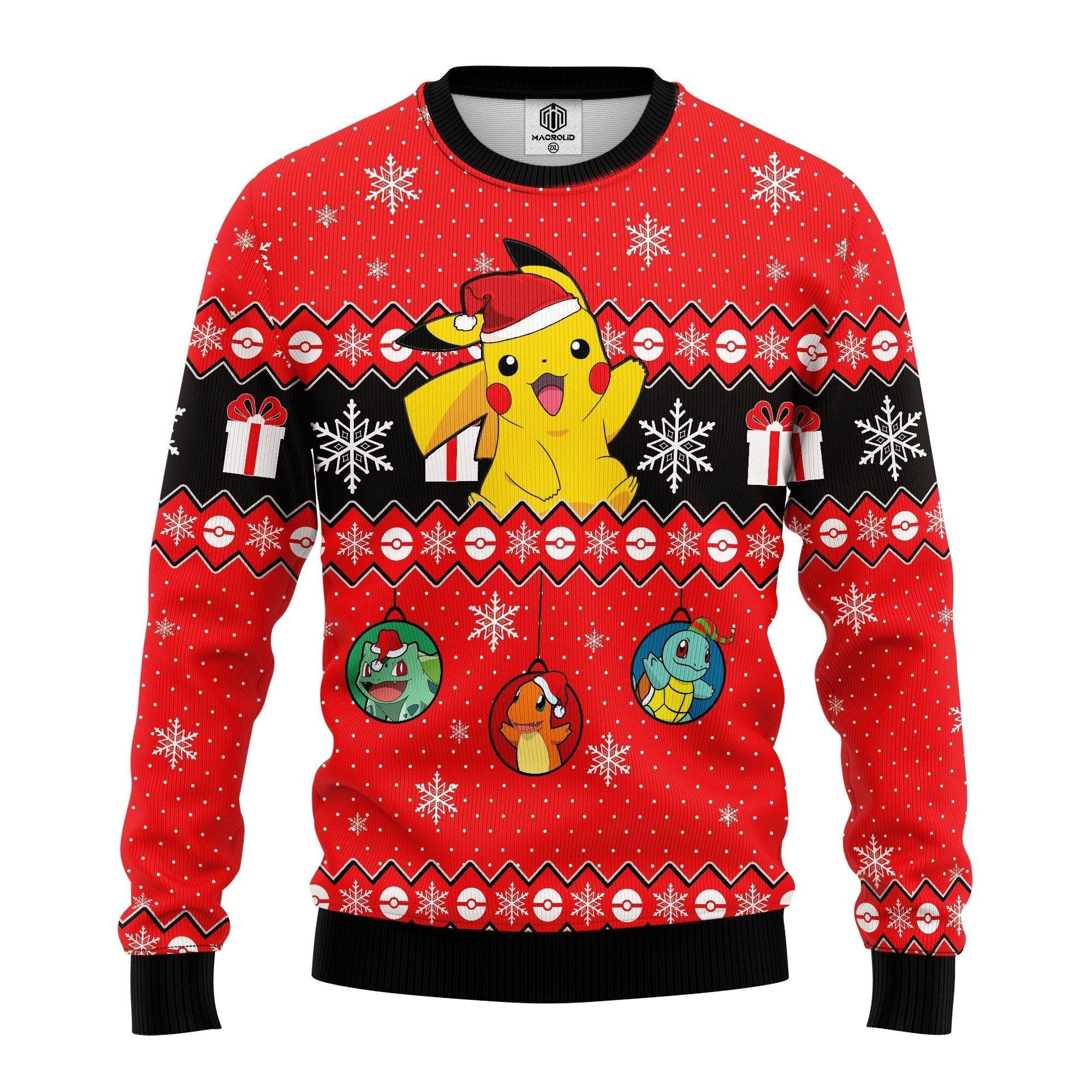 Cute Santa Pikachu Pokemon Merry Xmas Gifts Ugly Christmas Sweater 208